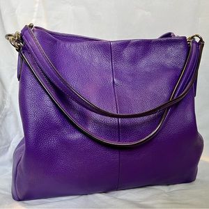 Coach Pebble Leather Violet Purple Triple Compartment Hobo Bag